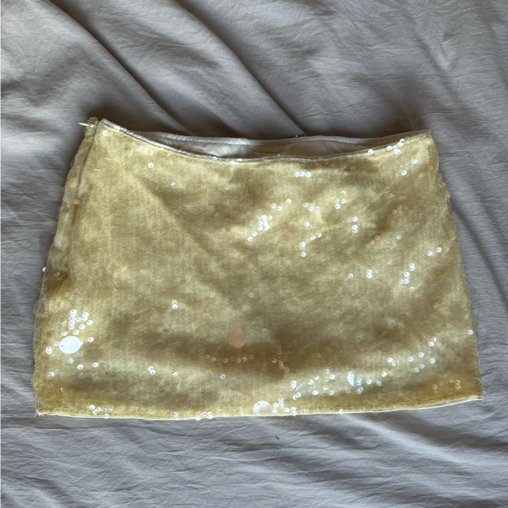 Sequin yellow Mini Skirt